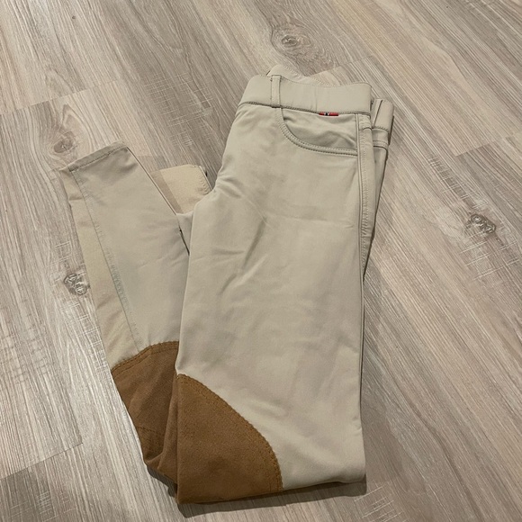 B Vertigo Women's Kimberley Show Knee Patch Breeches - Plaza Taupe Light Brown - Picture 3 of 12